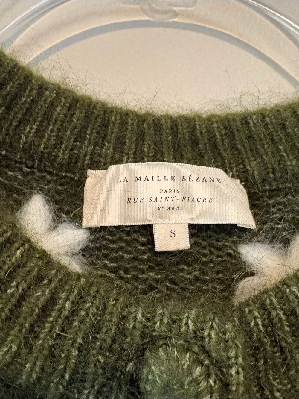 Sezane Andrew flower cardigan in perfect green - Picture 5 of 7